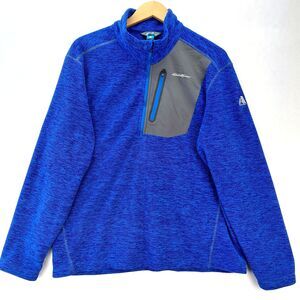 Eddie Bauer First Ascent Jacket Mens Large Blue 1/2 Zip Pockets Outdoor Fleece